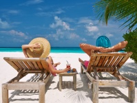 Couple on a beach at Maldives