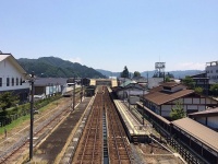 「君の名は。」劇中駅のモデルとなったとされる飛騨古川駅（中樹 知之さん撮影、Wikipediaより）