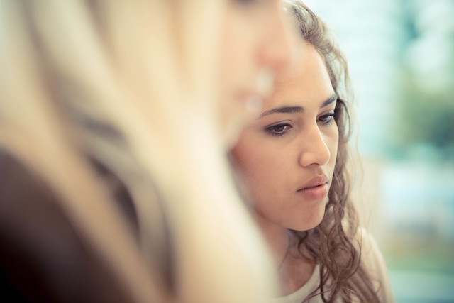 blonde and brunette beautiful stylish young women