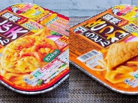 五木食品の「鍋焼えび天うどん」と「鍋焼きつねうどん」