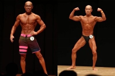 左はフィジークに出場した18年11月、右は19年5月(白石さん提供)