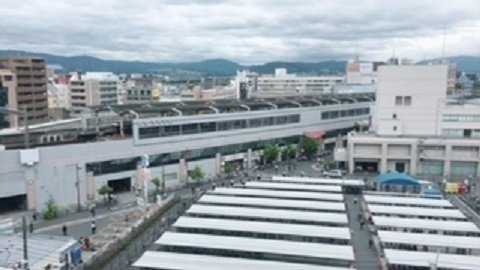 ベランダから見た茨木市駅前
