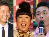 左から俳優の谷原章介さん、「森三中」の村上知子さん、「ココリコ」の遠藤章造さん