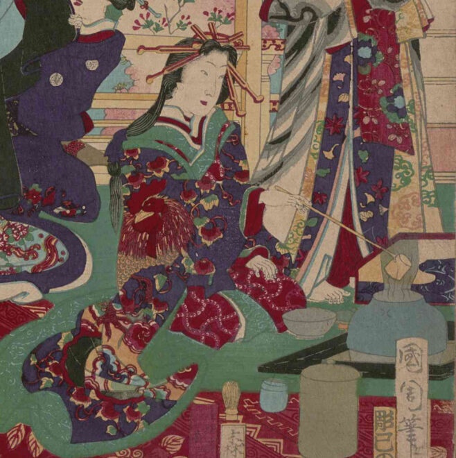 全盛名妓揃 画：豊原国周.東京都立中央図書館特別文庫室所蔵(部分）