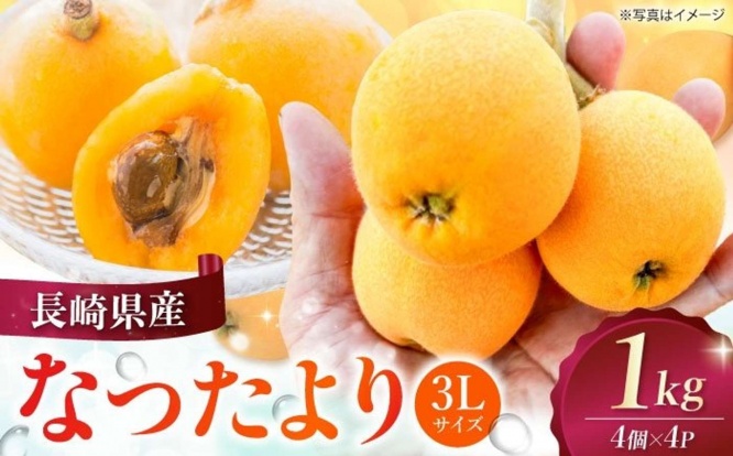 長崎県「長崎県産びわ なつたより1kg（3Lサイズ4個×4P）」15000円（ふるさとチョイスより）