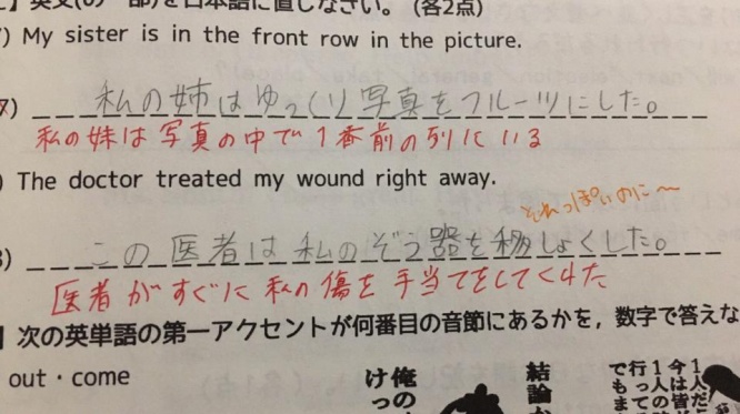 小テストの一部。「それっぽいのに」それっぽくない...
