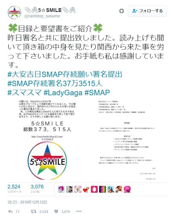 5☆SMILEのツイート