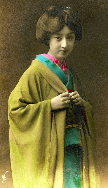 Geisha Sakae - hand coloured 1910s