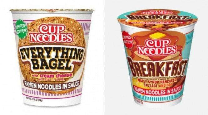 アメリカのカップヌードルがやりおった。パンケーキ味にベーグル＆クリームチーズ味が登場！