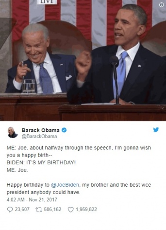 バラク・オバマ前大統領、ジョー・バイデン前副大統領との仲の良さを自らネタに