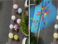 雨の日に歩きたくなる道♪　水に反応して絵が登場する韓国の道が素敵！