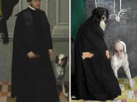 ムンクやヒエロニムス・ボスも！、愛犬と共に名画を再現してみた。
