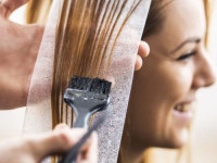 Close up of a hair dyeing.