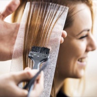 Close up of a hair dyeing.