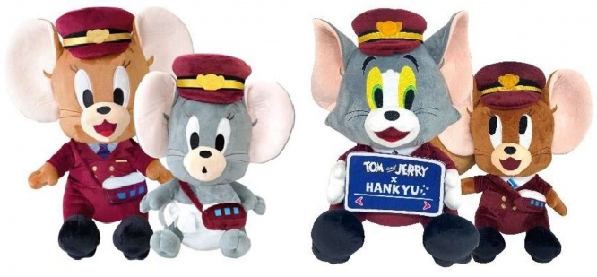 乗務員室に添乗するトムとジェリーたち。トムとジェリーがいるのは大阪梅田方、ジェリーとタフィーがいるのは神戸三宮方・宝塚方・京都河原町方