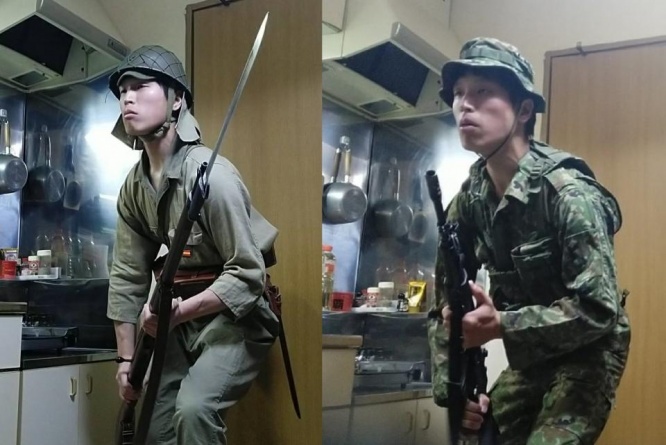 昭和(左)と平成(右)のものを再現した装備