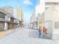 石畳風の舗装で街並みを整える（画像は整備イメージ）