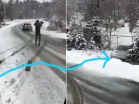 雪道あるある。車道から落ちた車をけん引したところ、反対側に落ちてしまうというケース