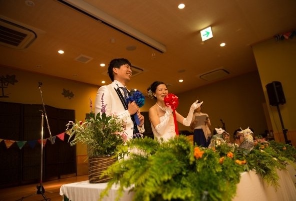 マイクの飾りは吹き流しのリメイク（写真提供：坂野さん以下同）