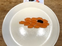 「スイミーグミ」で〝大きな魚〟作るのに、必要なのは何袋？　一袋ずつ並べてみました