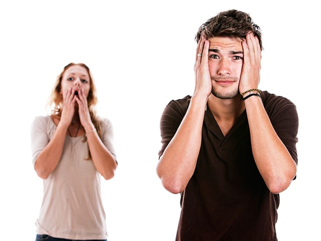 Handsome couple are extremely upset by something