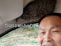 車の中にハチの巣！でも全く驚かないどころか笑顔すら見せるこの男性はいったい何者？