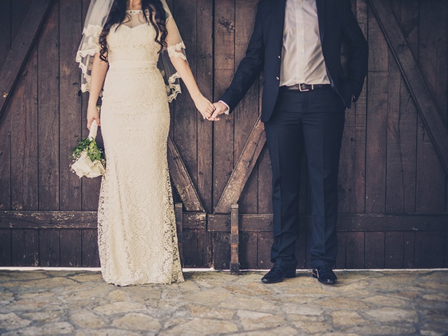 Happy wedding couple