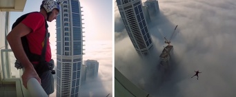 【これは怖い！】雲で地面が全く見えない高層ビルからジャンプ！