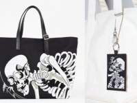 江戸時代の浮世絵師「歌川国芳」が描いた「巨大骸骨」の刺繍が施されたバッグや定期入れが通販で買える！