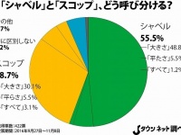 「シャベル」と「スコップ」呼び分けのグラフ（Jタウンネット調べ）
