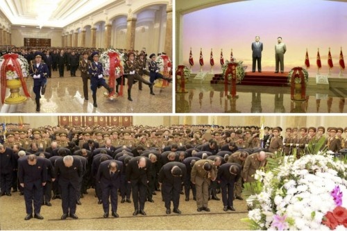 錦繍山太陽宮殿を参拝した金正恩氏（2016年12月18日付労働新聞より）