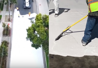 こう暑くっちゃよ～、よし、道路まるごと白く塗っちゃえ！で、実際に効果があった件（アメリカ・ロサンゼルス）