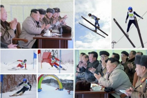 「馬息嶺スキー競技ｰ2016」を観戦した金正恩氏（2016年12月20日付労働新聞より）