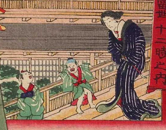当世十二時之内「子之刻」(部分)画:歌川芳虎 東京都立図書館所蔵
