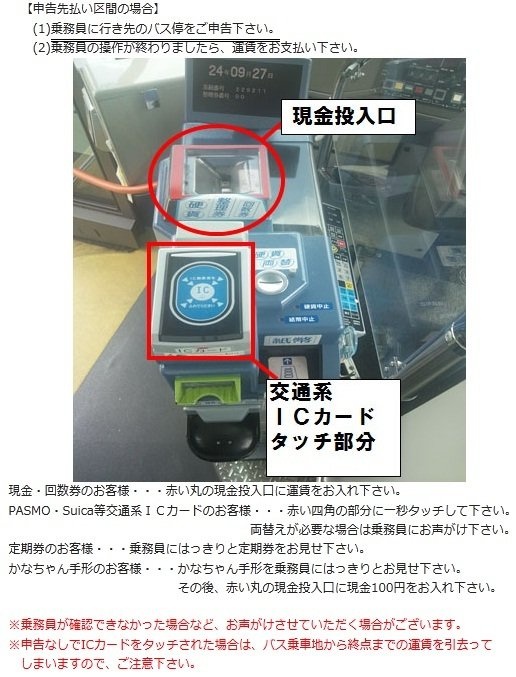 かなちゅうバスのパターンDの運賃支払い方法(公式サイトより)