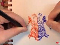 完璧な両利きのアーティストの作画風景が凄い！