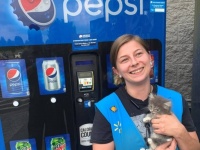 自動販売機の中に子猫！救出後、発見者の女性が家族に迎え入れる