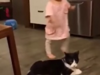 女の子がニャンコの前を通り過ぎようとしたら・・・まさかの展開に！