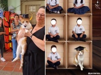 毎日学校に通い続けた近所の猫が児童と一緒に卒業