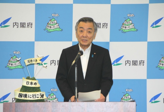 松本純・海洋政策担当大臣（Jタウンネット編集部撮影）