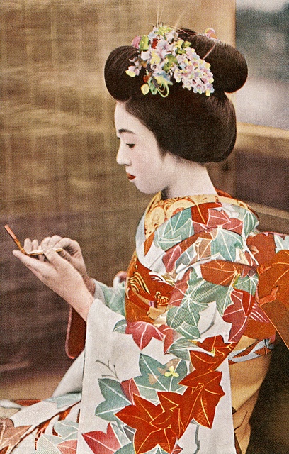 Maiko Teru checking her Make-up 1930s
