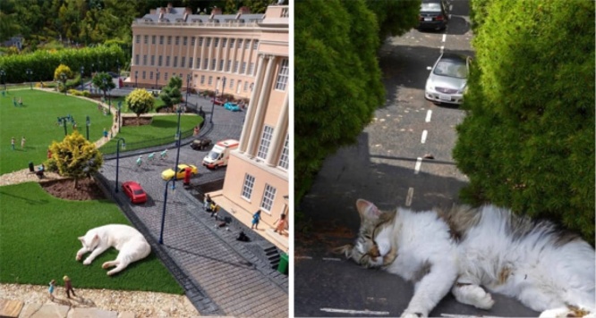 巨大動物の襲来か？いいえ違います、イギリスにあるミニチュアのジオラマ村