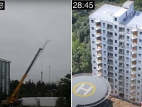 29時間で10階建てのビルが建つだとぅ！？超爆速建設工事の様子を早回しで見る動画