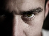 Dark person - focus on creepy eye
