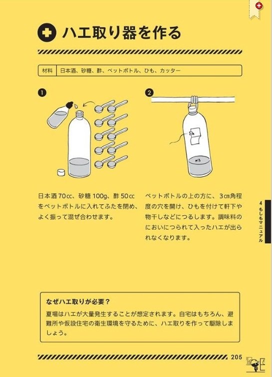 東京防災205ページ「ハエ取り器を作る」