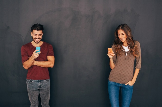 Man and Woman in Social Network Concept