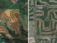 格子状に区画された土地を上空から見るとジオメトリックな美しさ。アメリカ「ジェファーソンの格子」