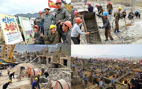 9月30日に労働新聞が掲載した咸鏡北道慶源郡後石里の住宅建設現場（画像：労働新聞）