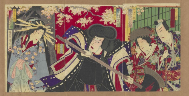 『積恋雪関扉』画：豊原国周（都立中央図書館特別文庫室所蔵）