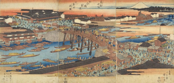 東都名所 日本橋真景并ニ魚市全図 画：歌川広重
